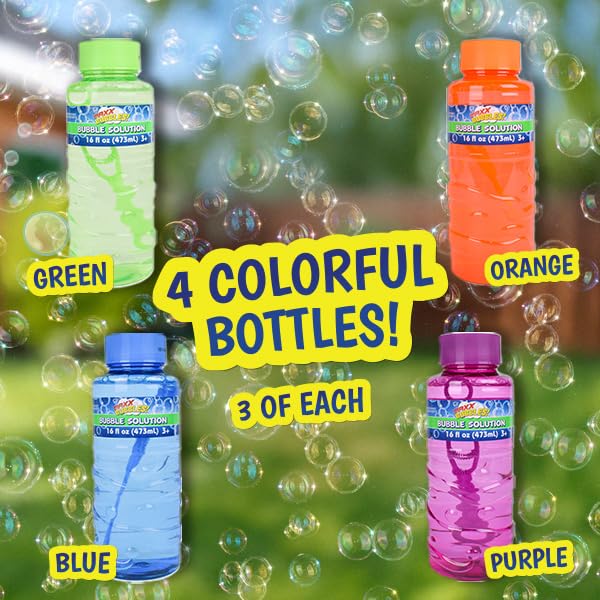 12 Pack Of 16Oz Bubble Solution Bottles, Bubble Refill For Tiki Torch And Bubble Machines, Non Toxic Bubble Solution 192 Oz