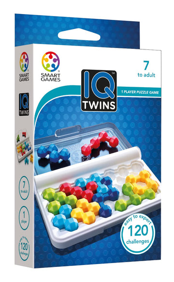 SmartGames IQ Twins Travel Game - 120 Challenges for Ages 7+, Multicolor, Plastic