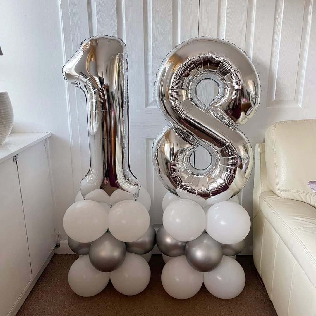 8 Number Balloons Silver 8 Balloons Number 40 Inch Number 8 Foil Mylar Balloons For 8 Birthday Anniversary Events Party
