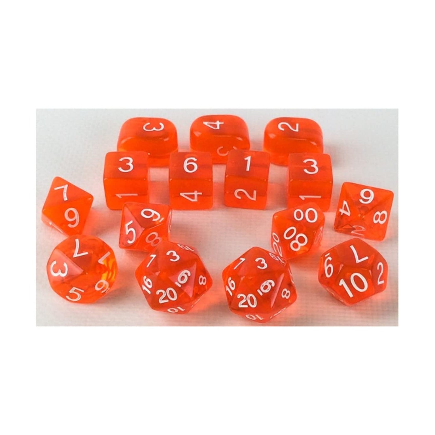 R4I Dice W/Arch'D4: Translucent - Blood Orange W/White (15)