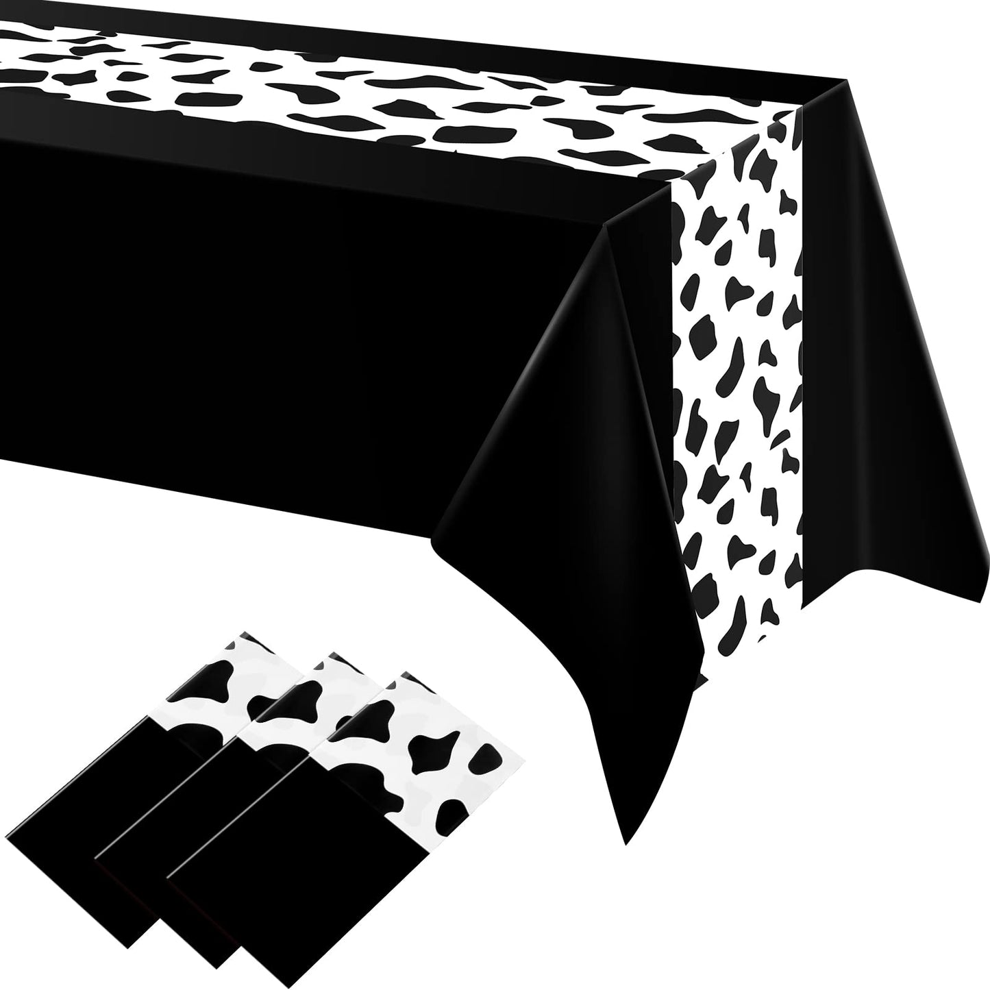 Oudain 3 Pcs 54 X 108 Inch Cow Table Cloths For Party Cow Tablecloth Paisley Table Runner Table Cover Rectangular Birthday Party