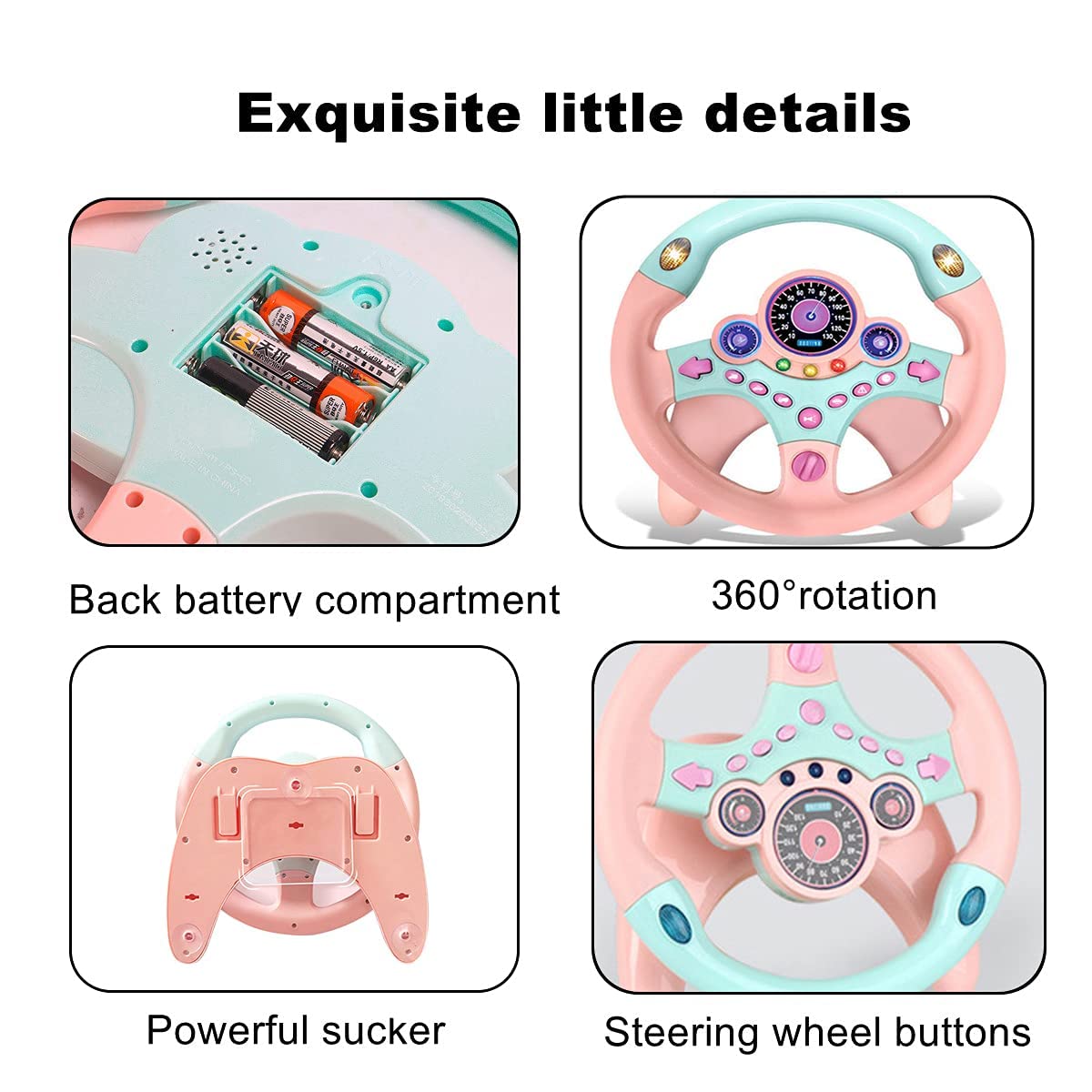 Xhsp Steering Wheel Toy With Lights Music, Simulated Driving For Toddlers Pretend Play Toy Adsorption Driving Wheel For Kids (Style 1)