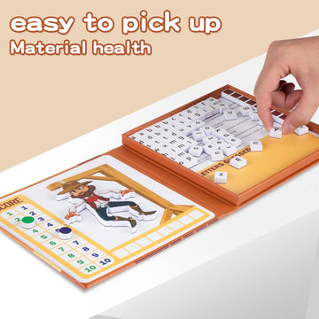 Magnetic Hangman Board Game for Kids Ages 4-10 - Reusable Travel Toys with - Airplane Educational Road Trip Essentials Screen-Fr
