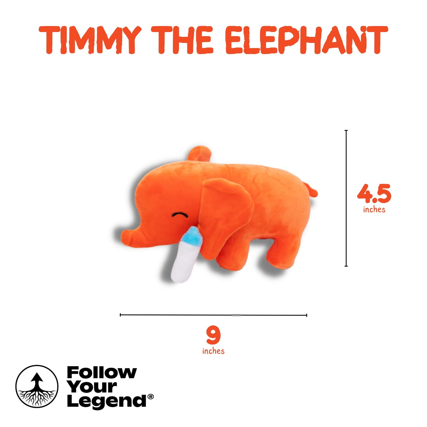 Follow Your Legend Timmy 9'' Baby Elephant Plushie With Milk Bottle - Adopt Me Plushies, Stuffed Animal, Cute Plushies