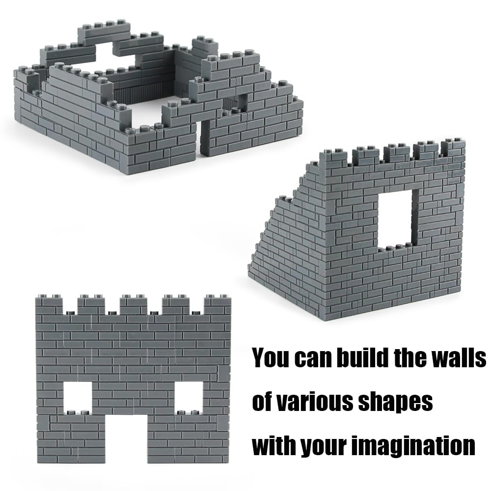 Feleph 360 Pieces 1X2 Masonry Profile Bricks Building Blocks For Wall Parts And Pieces Diverse Bulk Toy Set Compatible With Major Brands (Dark Gray)