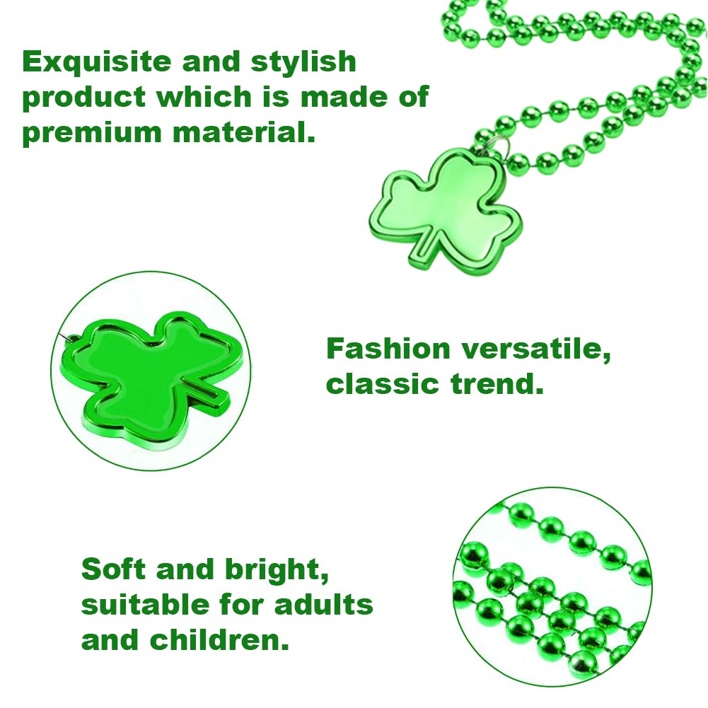 Umeelr St. Patrick'S Day Necklaces, 20 Pcs Green Shamrock Beads Necklace For Saint Patricks Day Party Favors