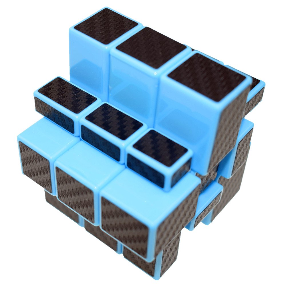 Cuberspeed Unusual Blue Mirror Cube Black Carbon Fiber Stickers 3X3 Magic Cube Mirror Blocks Blue Speed Cube
