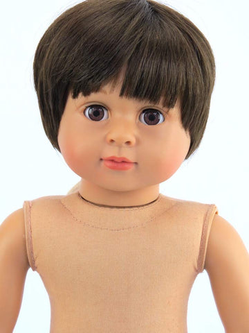 American Fashion World 18-Inch 'Mason' Vinyl Posable Boy Doll with Short Brunette Hair | Undressed Doll | enhanced Quality & Design