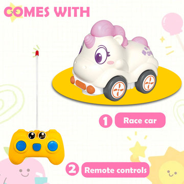 Ruitenda Remote Control Car For Toddlers, Safe & Durable Cartoon Silicone Crash-Resistant Rc Car, Unicorn Toys For 18M+ Boys & G