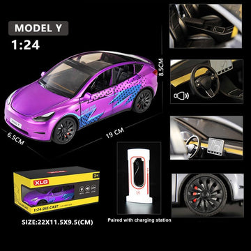 1/24 Model Y Toy Cars Alloy Diecast Model, Pull Back Model Y Model Car with Light, Big Model Y Diecast Car Model Toy Suitable fo