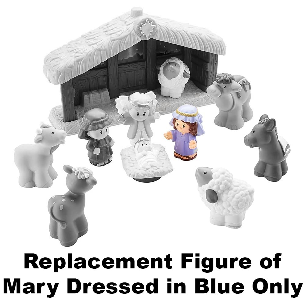 F-Price Replacement Figure For Fisher-Price Little People Nativity Set - Dpx53 ~ Replacement Figure Of Mary Dressed In Blue, Blu