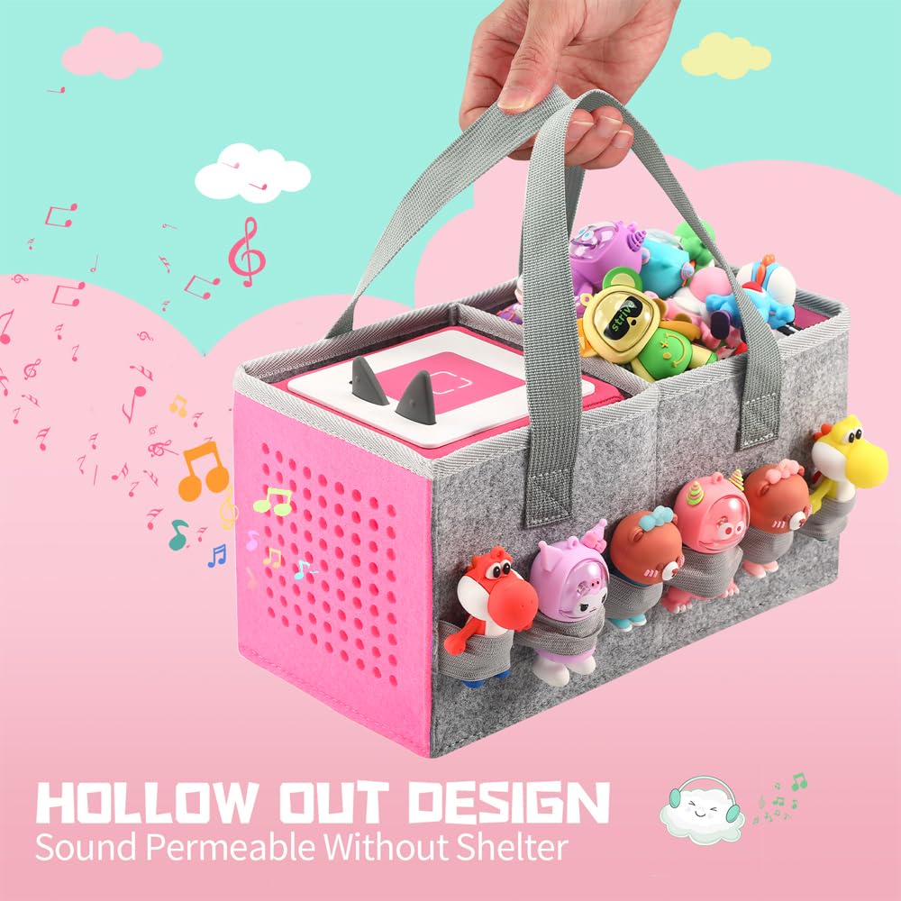 Carrying Case For Toniebox Starter Set And Tonies Figurines, Travel Felt Cloth Musical Toy Folding Bag For Toniebox Accessories