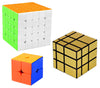 Jo Baby Cube Combo Set of 2X2, 5X5, Gold Mirror High Speed Stickerless Magic Cube Puzzle (CUBE-25G)