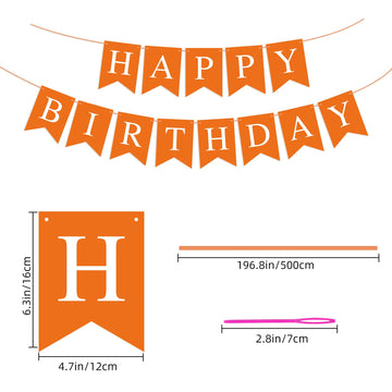 Orange Happy Birthday Banner Birthday Sign For Backdrop Happy Birthday Decorations For Kids Women Orange Birthday Tea Party Room Decor Bunting Banner Garland Birthday Party Supplies