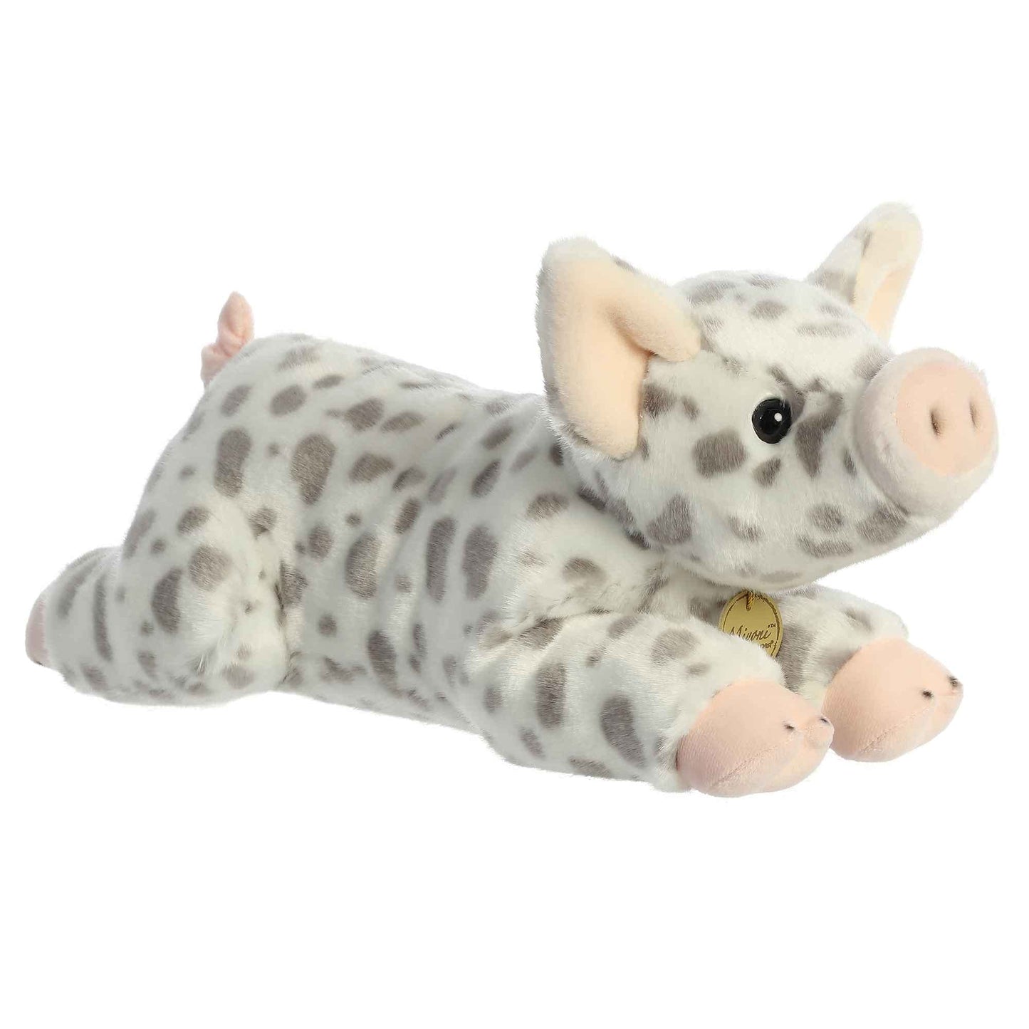 Aurora® Realistic Miyoni® Spotted Piglet Stuffed Animal - Lifelike Detail - Cherished Companionship - White 15 Inches