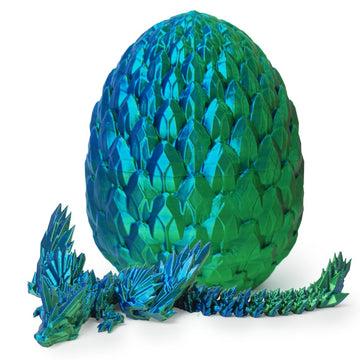 AUMEILLER 3D Printed Dragon,Articulated Winged Dragon,Fidget Dragon Eggs, Executive Desk Toys for Kids(Blue&Green)