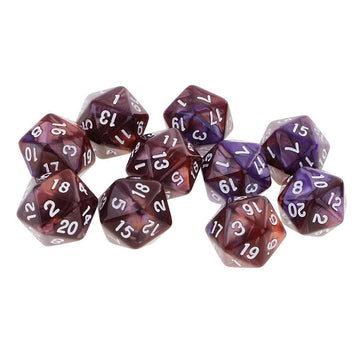 Yiotfandoll 10PCS Polyhedral Dice D20 Dice 20mm Acrylic 20 Sided Dice Game Dice for RPG MTG DND Dice Table Games (Coffee Purple)