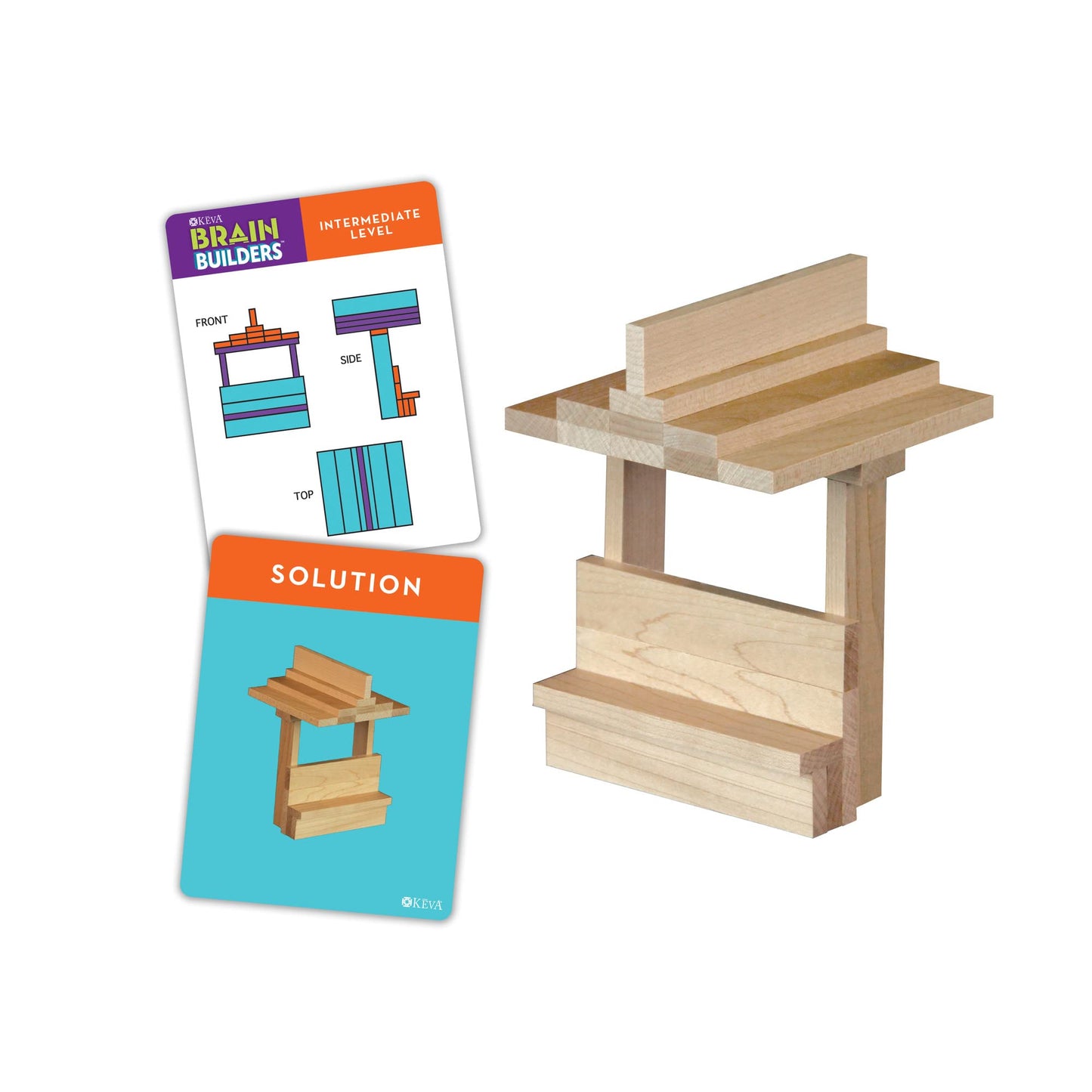 Mindware Keva Brain Builders Set Of 2: Original Keva Brain Builders And Keva Brain Builders Junior – Great Addition To Stem Building Toys And Classroom Games – 40 Planks & 70 Puzzles Total