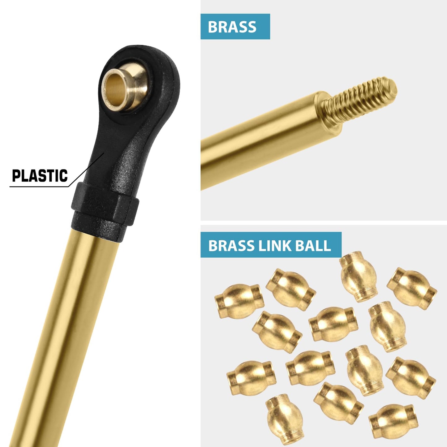 INJORA 8PCS Brass High Clearance Links Set for 1/18 RC Crawler TRX4M High Trail K10 F150, 43g/Set
