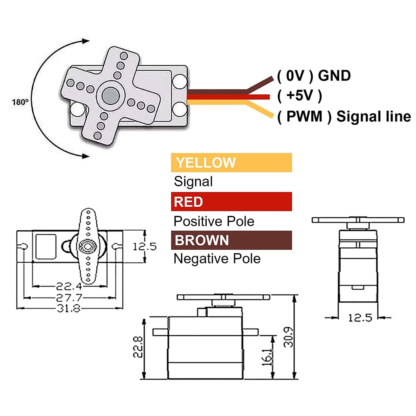 Alinan 8pcs MG90S Servo Micro 180 9G Servo Motor Geared Micro Servo Motor for 9G Smart Robot Car Plane Boat RC Helicopter