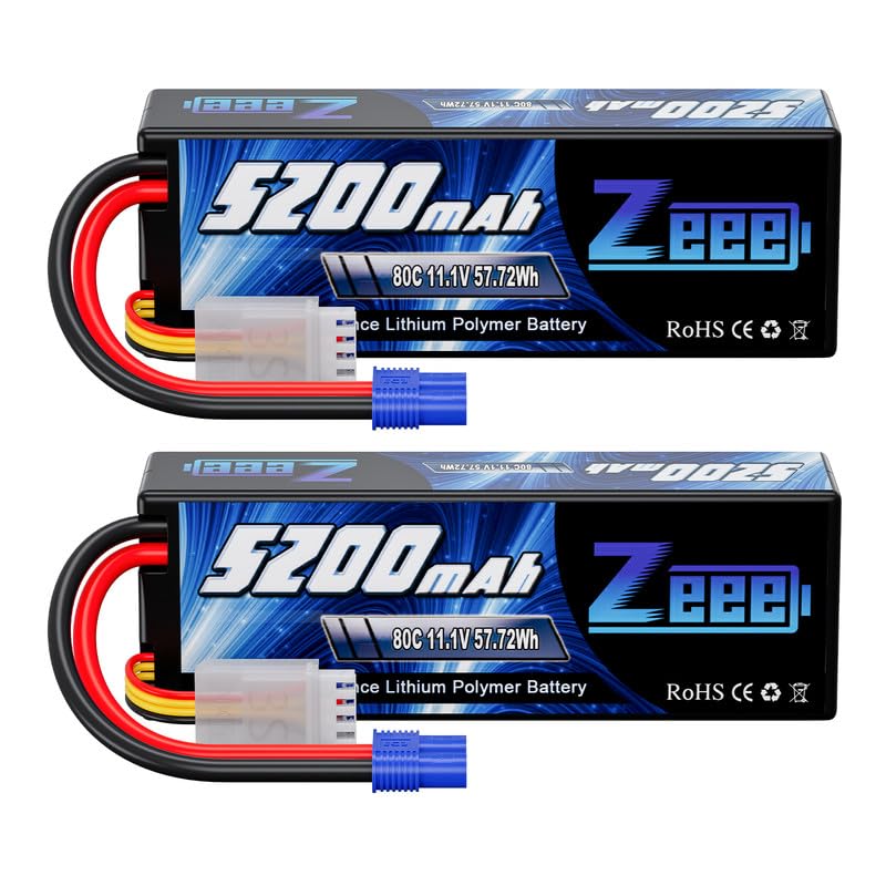 Zeee 3S Lipo Battery 5200Mah 11.1V 80C With Ec3 Plug Hard Case Battery For Rc Car Boat Truck Helicopter Airplane Racing Models(2