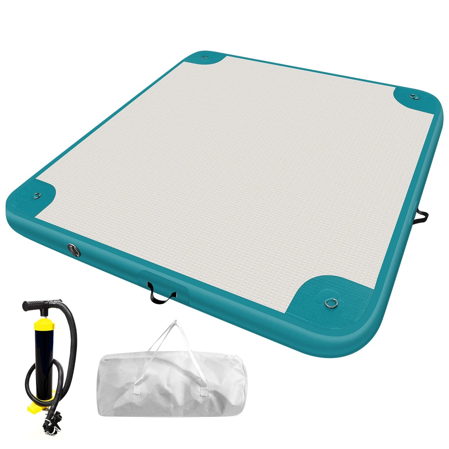Inflatable Dock Platform, 6X6 Ft Inflatable Floating Dock Floating Island Rafts For Adults With None-Slip Surface, Air Pump, Car