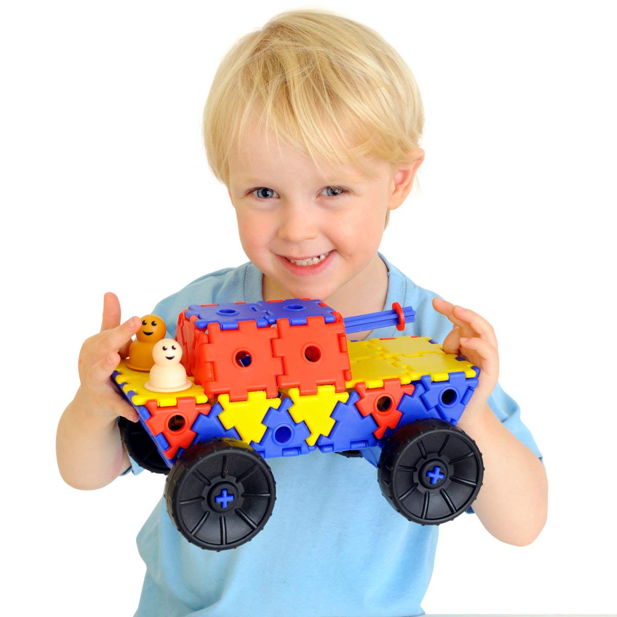 Polydron Kids Junior Construction Set In Multicolored - Educational Toy Interlocking Building Kit - 3+ Years - 124 Pieces
