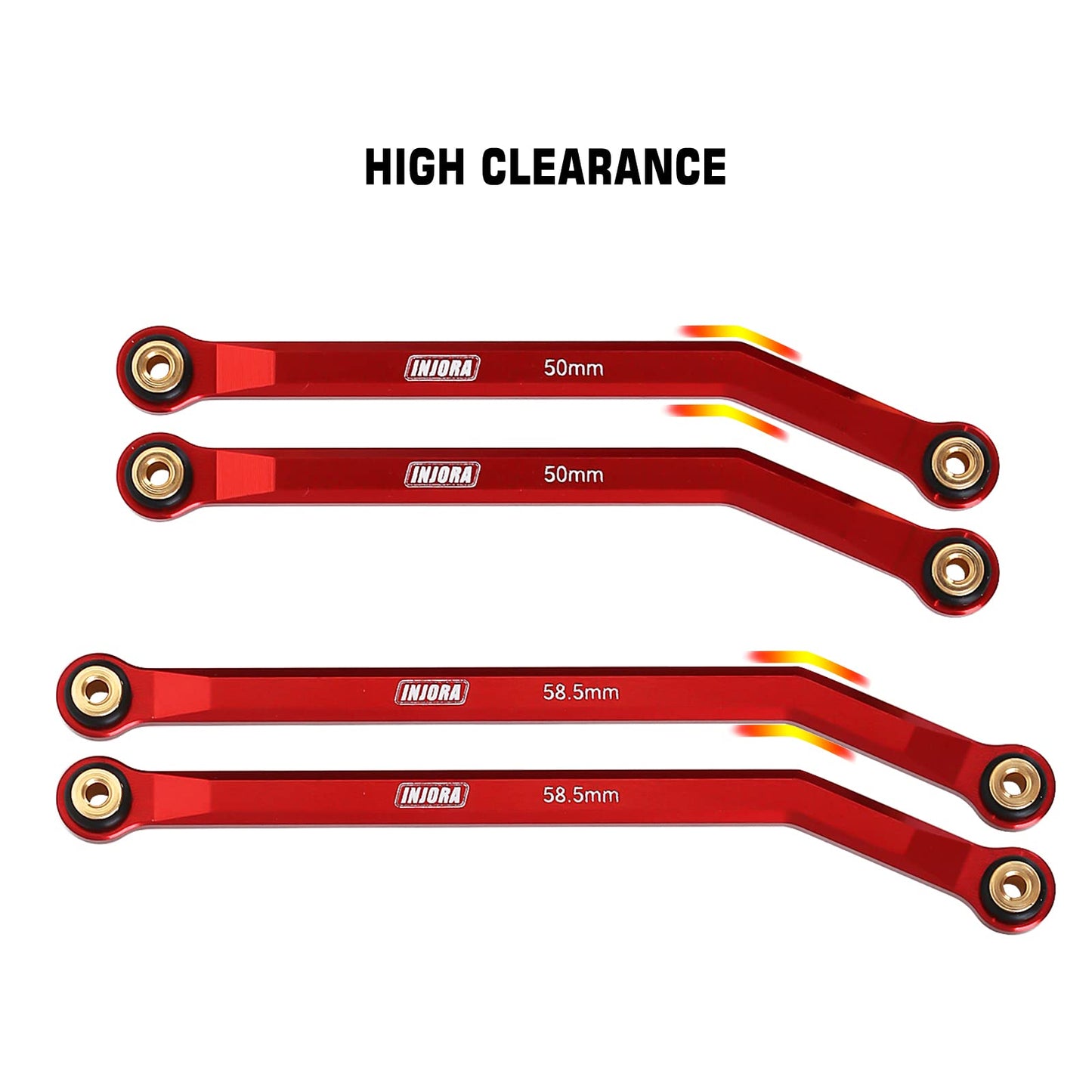 INJORA High Clearance Front 4 Links Set for SCX24 JLU AXI00002 C10 AXI00001 Bronco Axial 1/24 RC Crawler Car, 8PCS(Red)