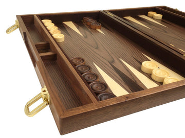 15 In. Wood Backgammon Set - Burlwood Board