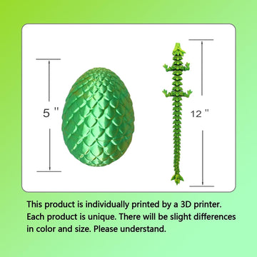 3D Printed Dragon Fidget Toys Dragon Egg 12Inch Flexible Dragon Toy 3D Printed Dragon Egg With Articulated Dragon Inside Fidget