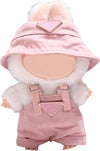 Clothes for Labubu 17cm (NO Doll) - Designer-Inspired Pink Hat & Overalls Set Cute Labubu Clothes & enhanced Dress-Up Accessories for 17cm Labubu Dolls