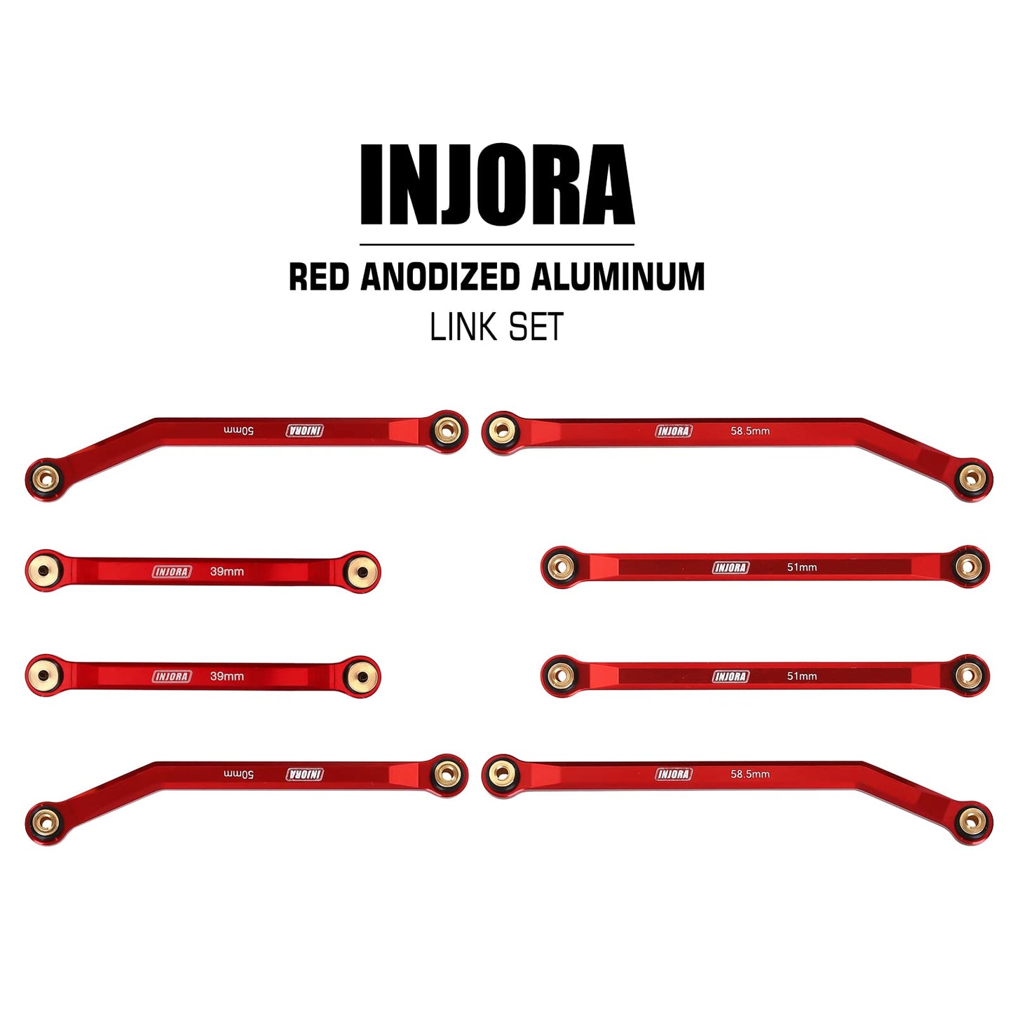 INJORA High Clearance Front 4 Links Set for SCX24 JLU AXI00002 C10 AXI00001 Bronco Axial 1/24 RC Crawler Car, 8PCS(Red)