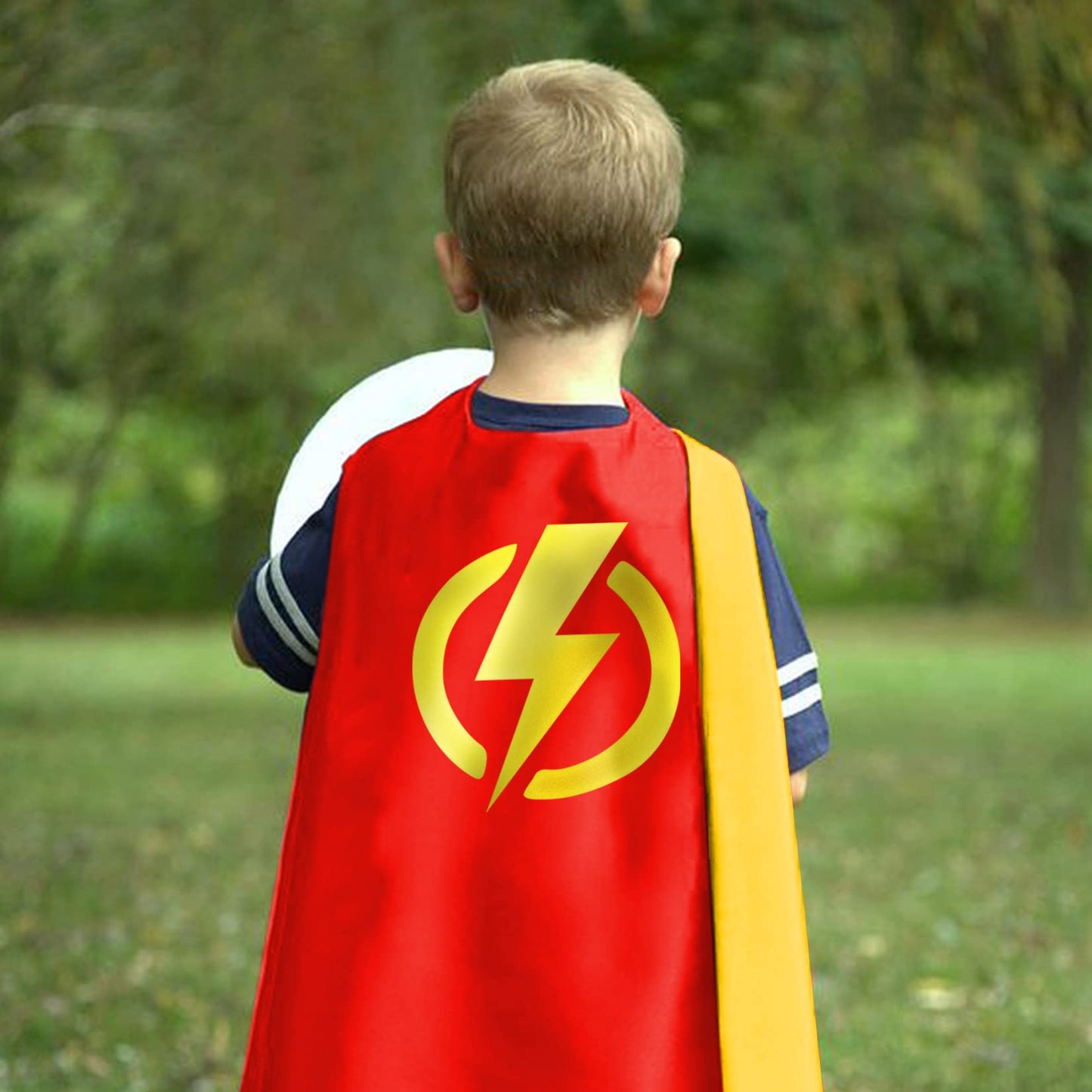 Mizzuco Dress Up Capes For Kids Superhero Cloak With Mask And Waistband Halloween Costumes And Party Dress Up(Gold Yellow)