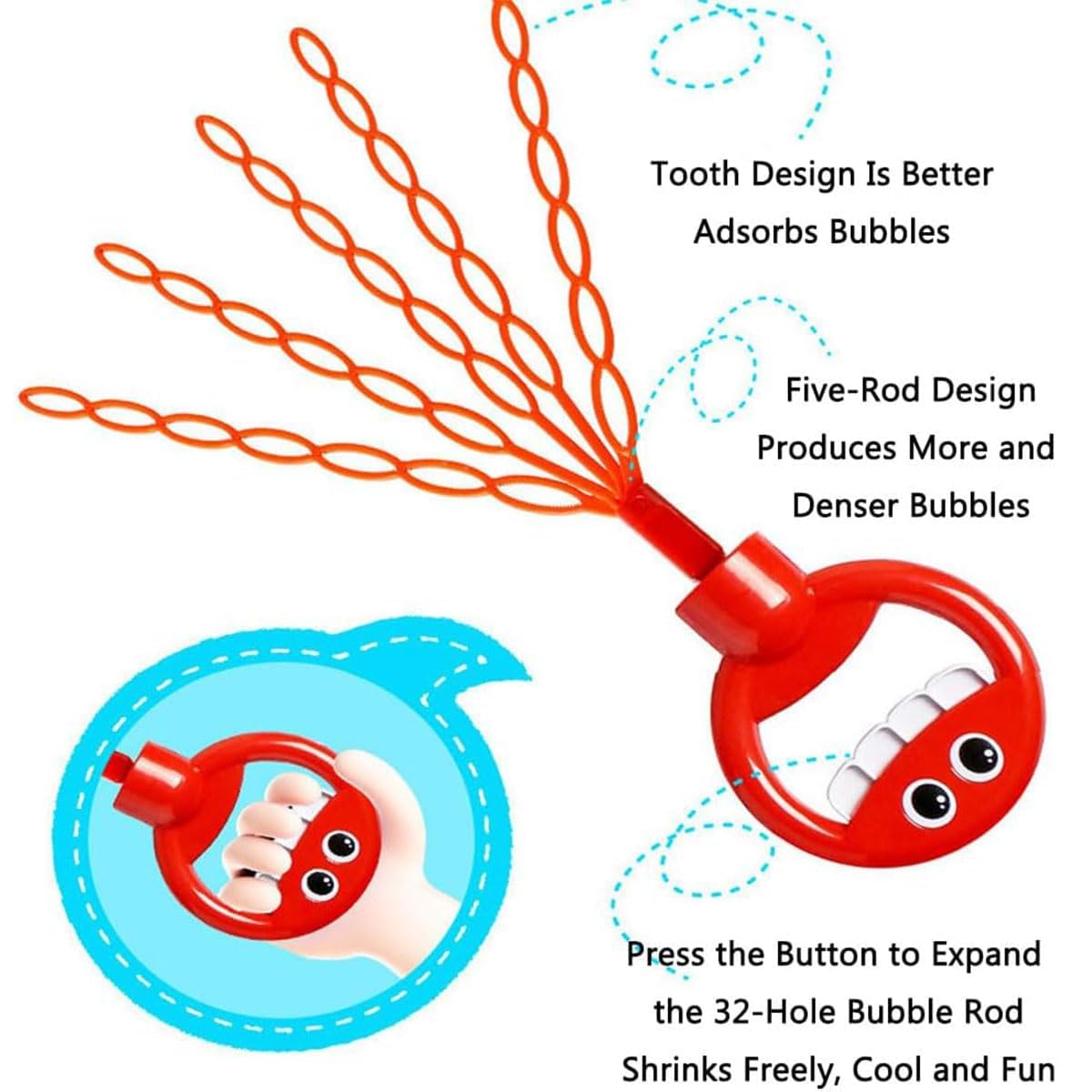 4 Pcs Bubble Claw Wand,5 Claw Smiley Bubble Stick,Five Claw Smiley Bubble Stick,Smiley Face Bubble Wands Bubble Sticks Toy (With