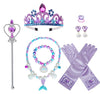 Princess Mermaid Costume Dress up Accessories for Girls Mermaid Gloves Tiara Crown Necklace Wand Earrings Bracelet Ring Princess