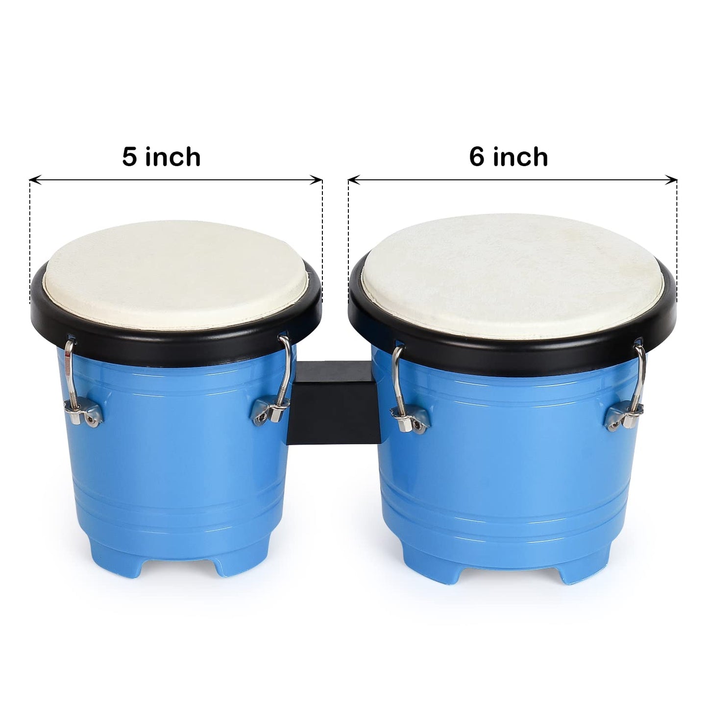 Muscell Bongos For Kids,5'' And 6'' Plastic Small Bongo Drums,Natural Sheepskin Head,W/ 8Pcs Egg Shakers,For Baby Children Speci