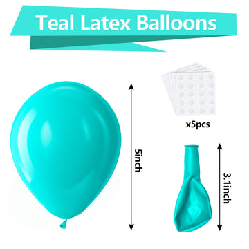 Bezente Teal Balloons Latex Party Balloons - 150 Pack 5 Inch Matte Small Turquoise Helium Balloons For Wedding Baby Shower Birth