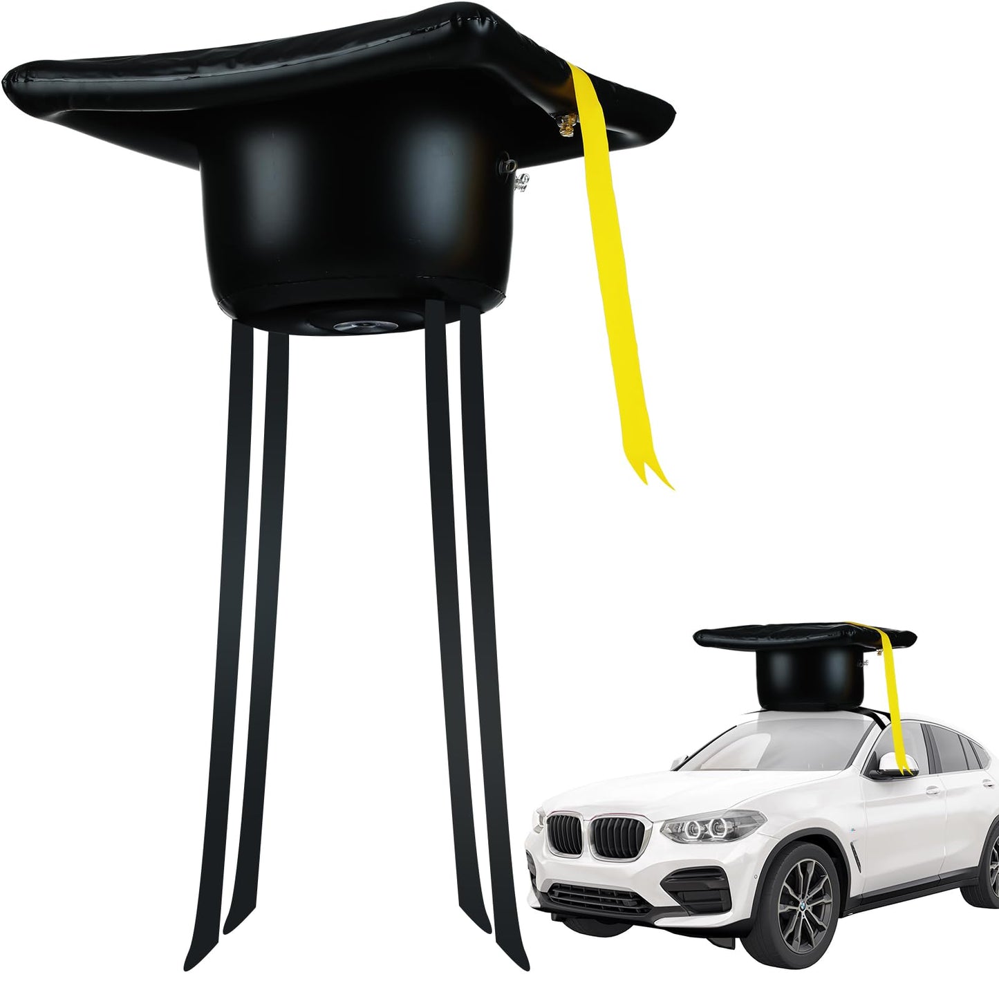 Seenelling 20 Inch Large Inflatable Graduation Cap Car Decoration Class of 2025 Golf Cart Graduation Cap PVC Blow up Decor for C