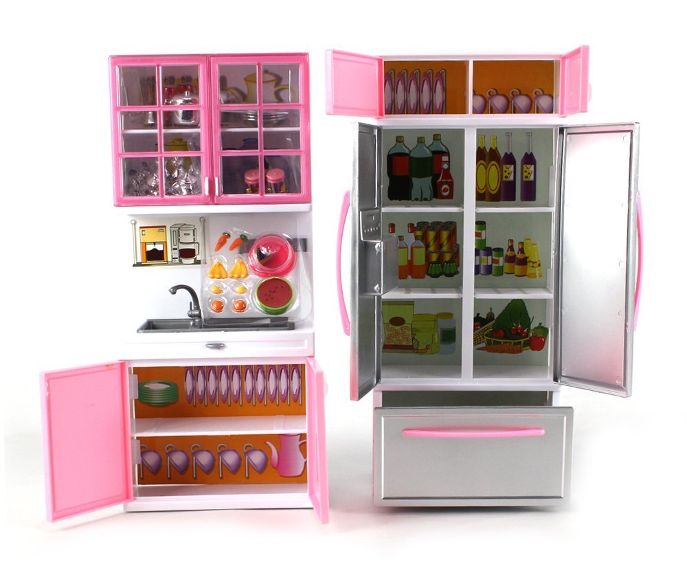 Deluxe Modern Kitchen' Battery Operated Toy Kitchen Playset, Perfect for Use with 11.5'' Tall Dolls