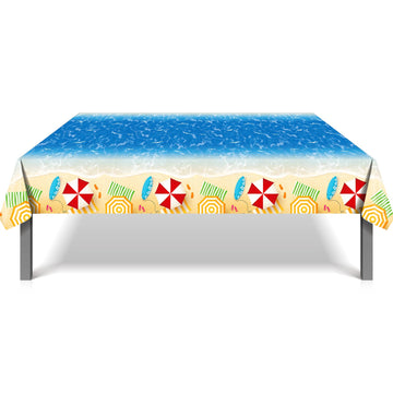 Lide Road 2 Pcs Summer Beach Tablecloth Hawaiian Decorations Disposable Plastic Pool Tablecloth Table Cover for Picnic Beach The