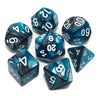 7Pcs DND Dice Set RPG Polyhedral Dice for Dungeon and Dragons MTG D&D D20 D12 D10 D8 D6 D4 (Lake Blue & Silver)