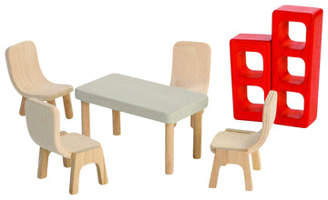 Plantoys Wooden Dollhouse Furniture Set - Dining Room (7348)| Sustainably Made From Rubberwood And Non-Toxic Paints And Dyes