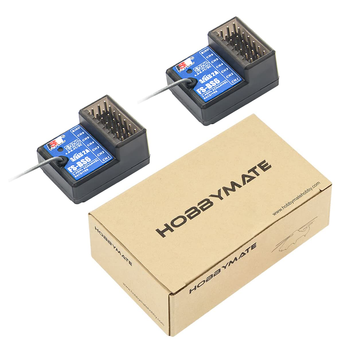 Hobbymate Flysky Fs-Bs6 Receiver For Fs-Gt5 Radio Transmitter, 2.4G 6 Channels Gyro Stabilization Receiver, For Rc Car/Boat, Afh