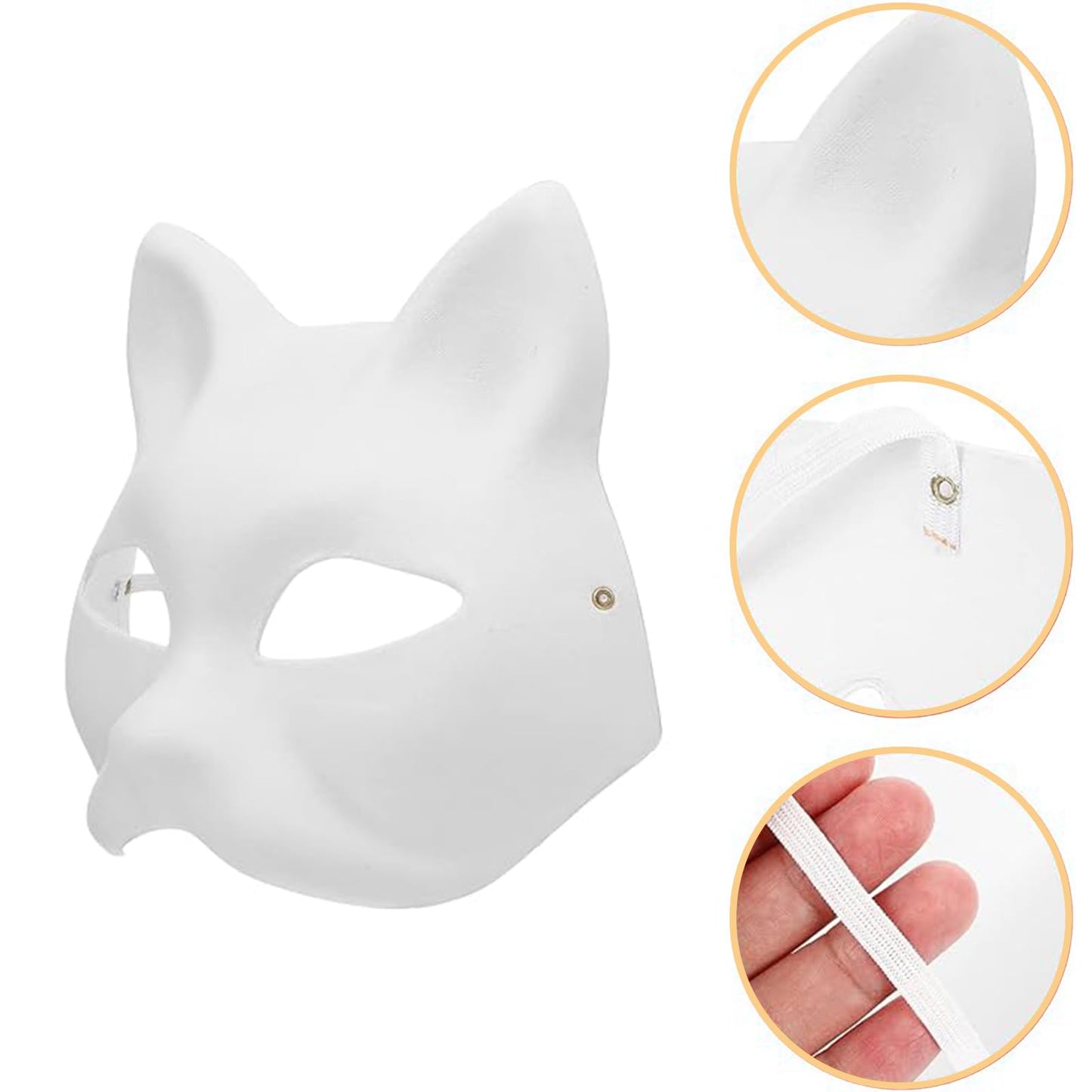 Awleynz 15Pcs Therian Mask with Strap, White Cat Masks to Paint, Blank Masks to Decorate, Paper Masks for Crafts Halloween Masqu