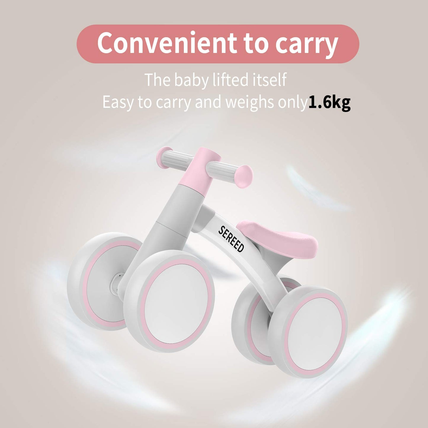 Sereed Baby Balance Bike For 1 Year Old Boys Girls 12-24 Month Toddler Balance Bike, 4 Wheels Toddler First Bike, First Birthday