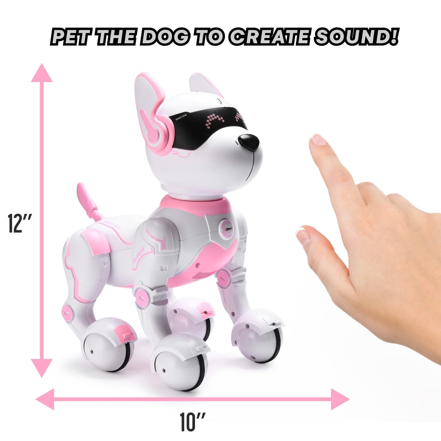 Top Race Pink Robot Dog - Remote Control Toy with Touch Function - Interactive Smart Pet with Voice Commands, Dancing, Animal So