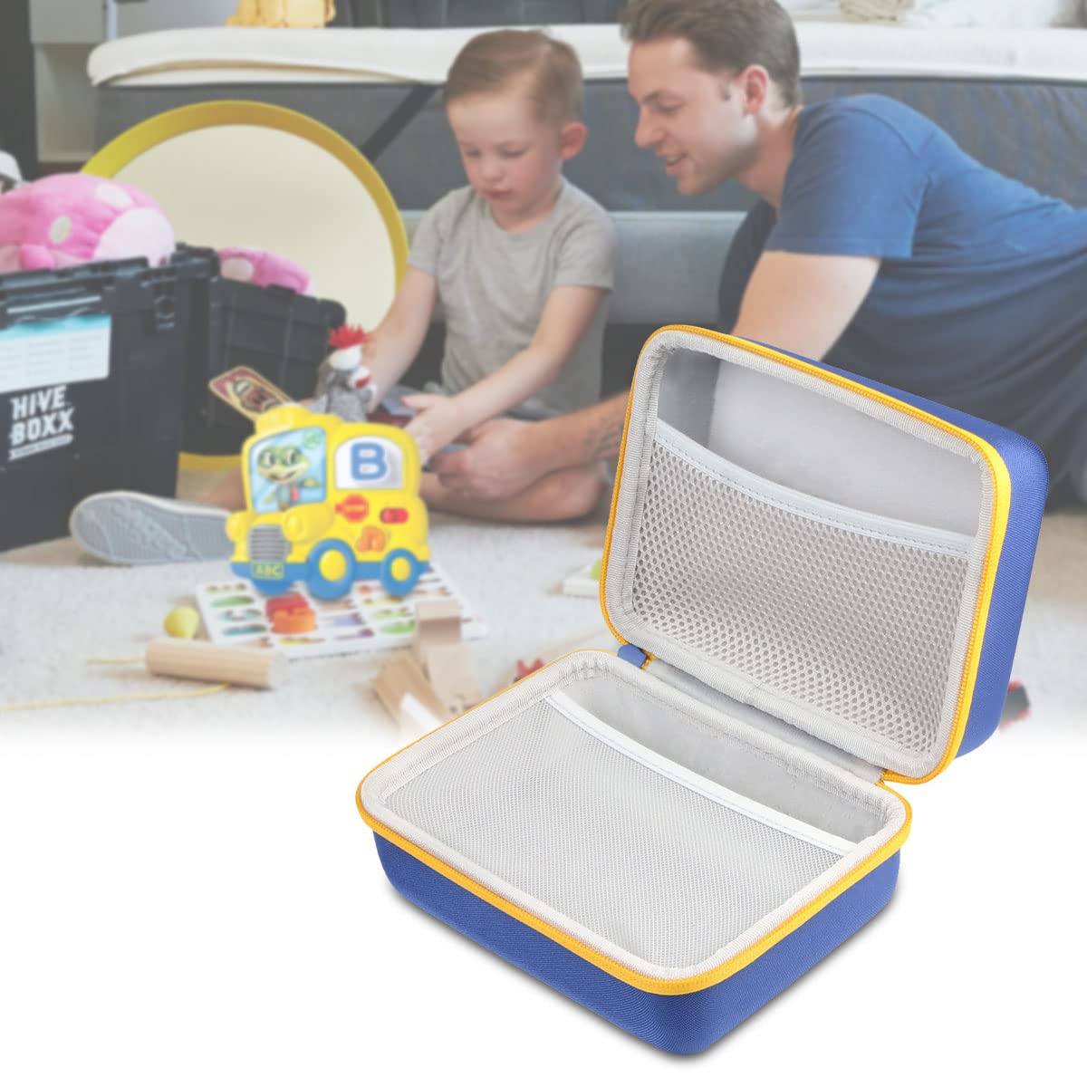 co2crea Hard Travel Case Replacement for Leapfrog Fridge Phonics Magnetic Letter Set (Blue Case + Yellow Zipper)