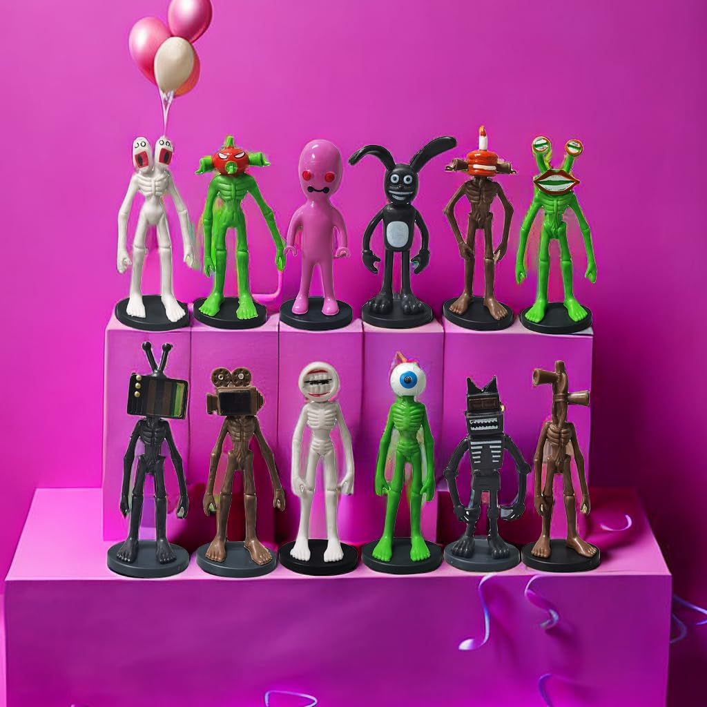 Poprore 12 Pcs Siren Head Action Figures - Monster Siren Head Horror Models (Series-G)