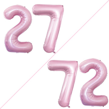 Goer Number 27 Balloons For 27Th Birthday Party Decorations,42 Inch Jumbo Foil Helium 72 Balloons For 72Nd Birthday Party Decoration (Light Pink)
