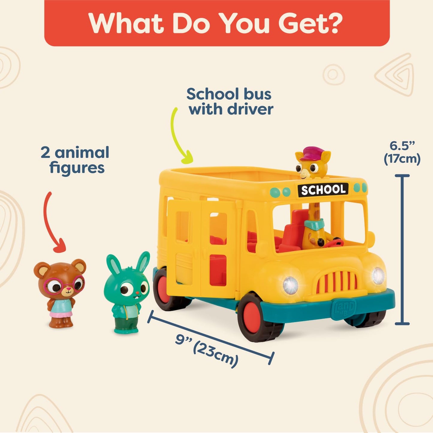 B. toys- Bonnies School Bus-Musical School Bus - Toy School Bus & Characters - Lights & Sounds - Toy Vehicle for Toddlers, Kids